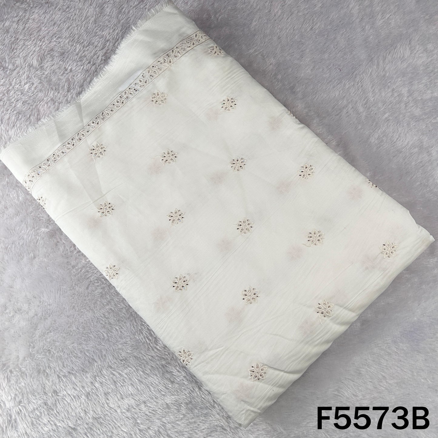 Cut Dana Thread Embroidered Cotton Silk Fabric - F5573