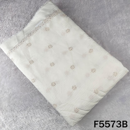 Cut Dana Thread Embroidered Cotton Silk Fabric - F5573