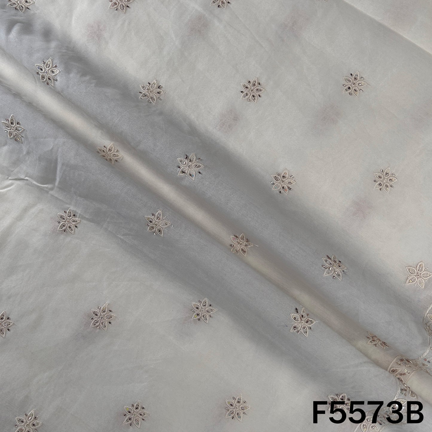 Cut Dana Thread Embroidered Cotton Silk Fabric - F5573