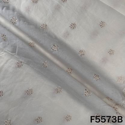 Cut Dana Thread Embroidered Cotton Silk Fabric - F5573