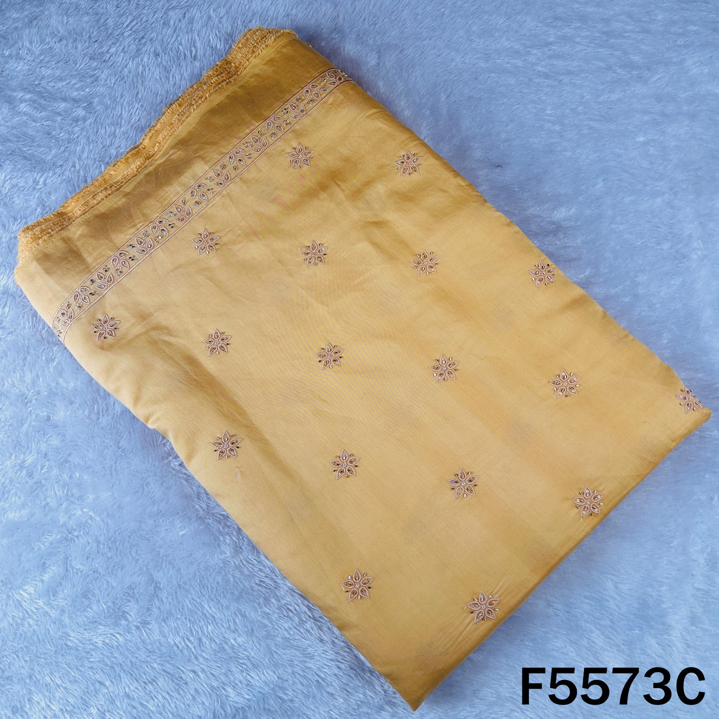 Cut Dana Thread Embroidered Cotton Silk Fabric - F5573