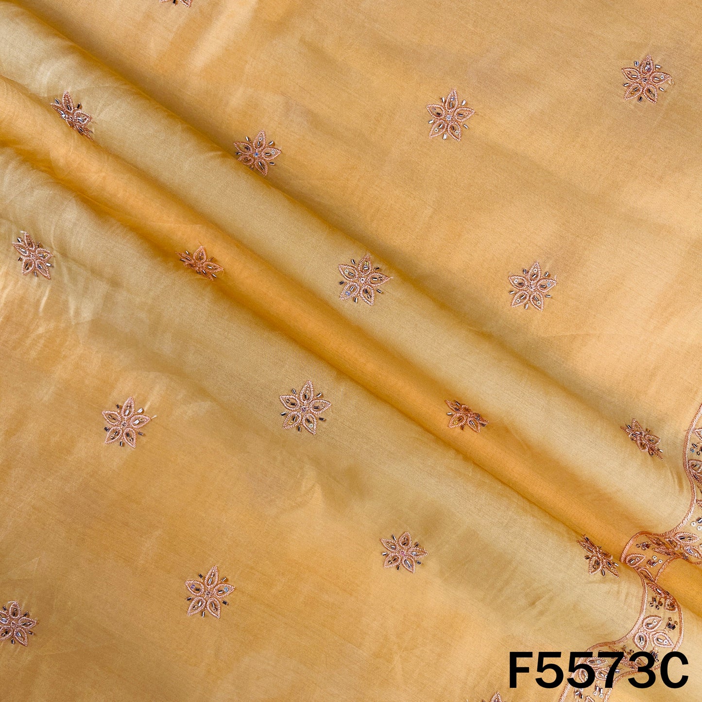 Cut Dana Thread Embroidered Cotton Silk Fabric - F5573