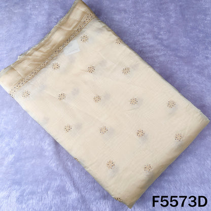 Cut Dana Thread Embroidered Cotton Silk Fabric - F5573