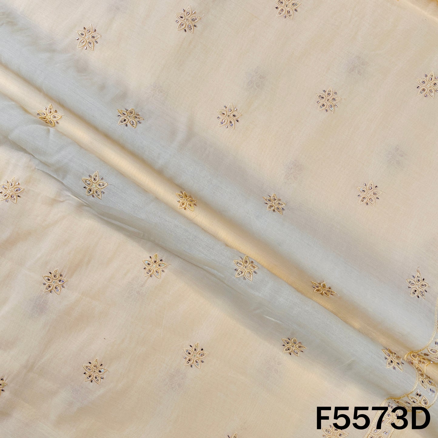 Cut Dana Thread Embroidered Cotton Silk Fabric - F5573