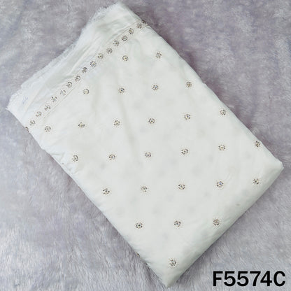 Cut Dana Thread Embroidered Cotton Silk Fabric - F5574