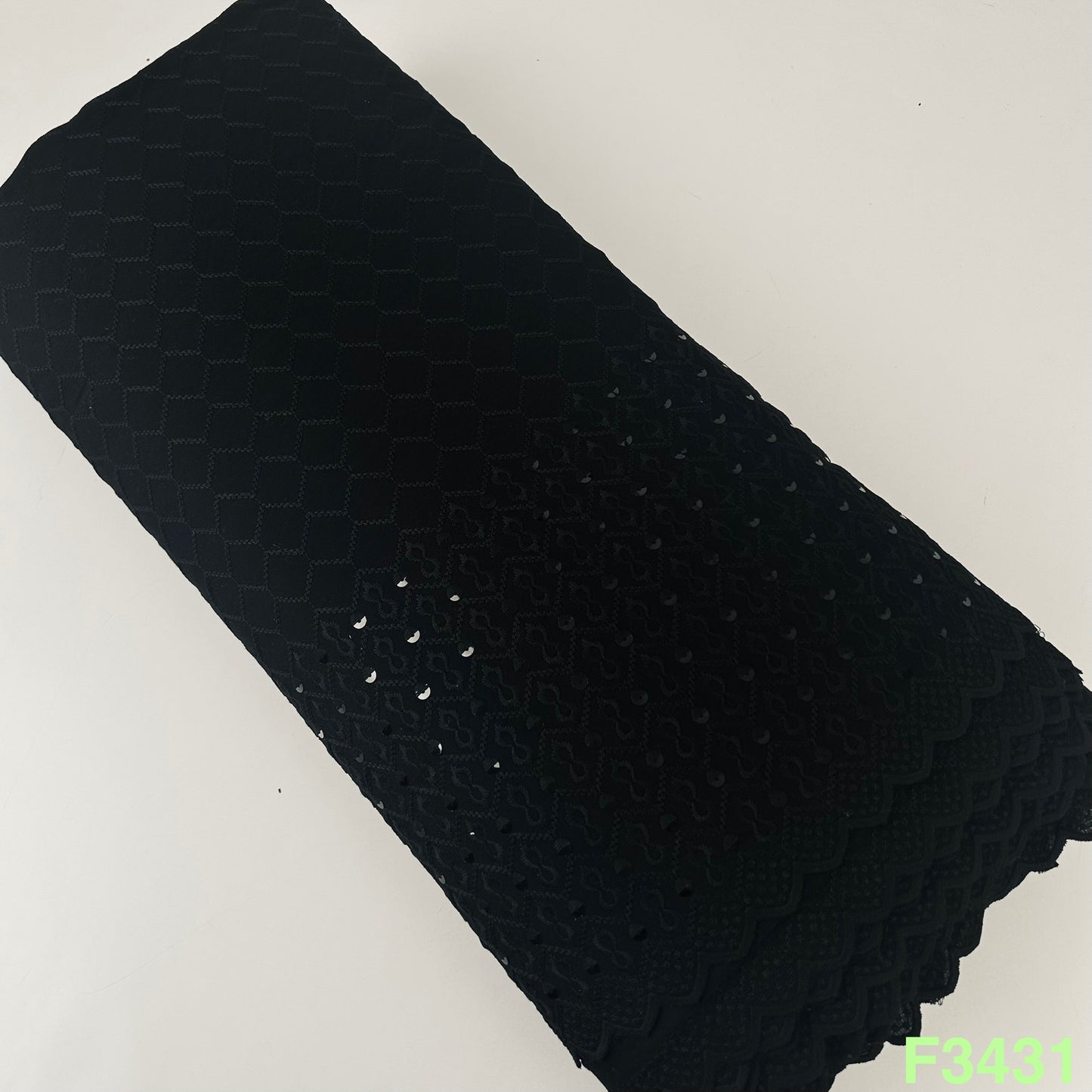 Thread Sequins Embroidered Rayon Cotton Fabric-F3431