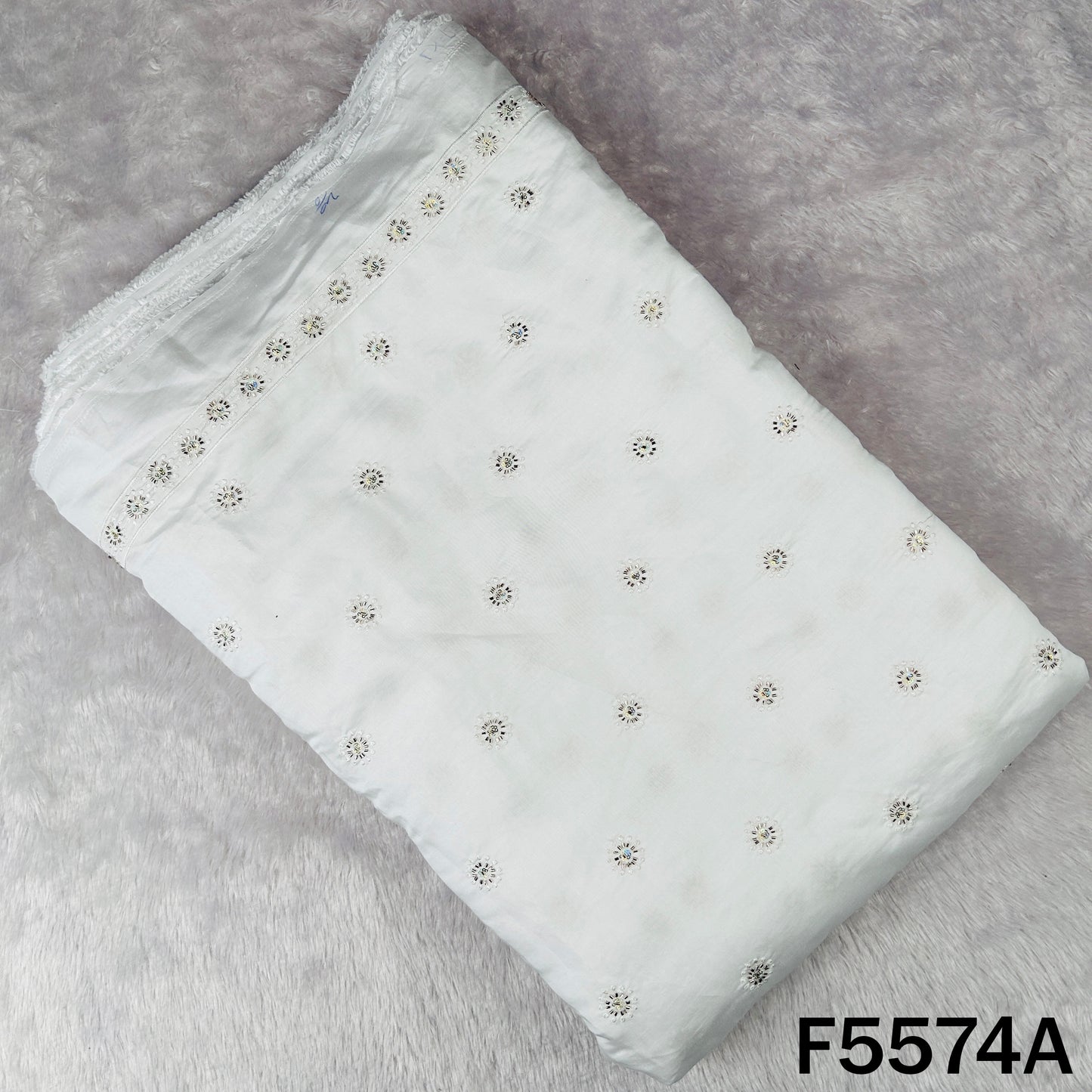 Cut Dana Thread Embroidered Cotton Silk Fabric - F5574