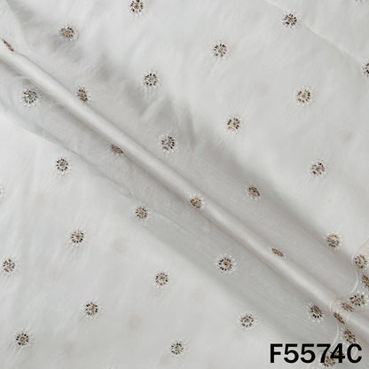 Cut Dana Thread Embroidered Cotton Silk Fabric - F5574