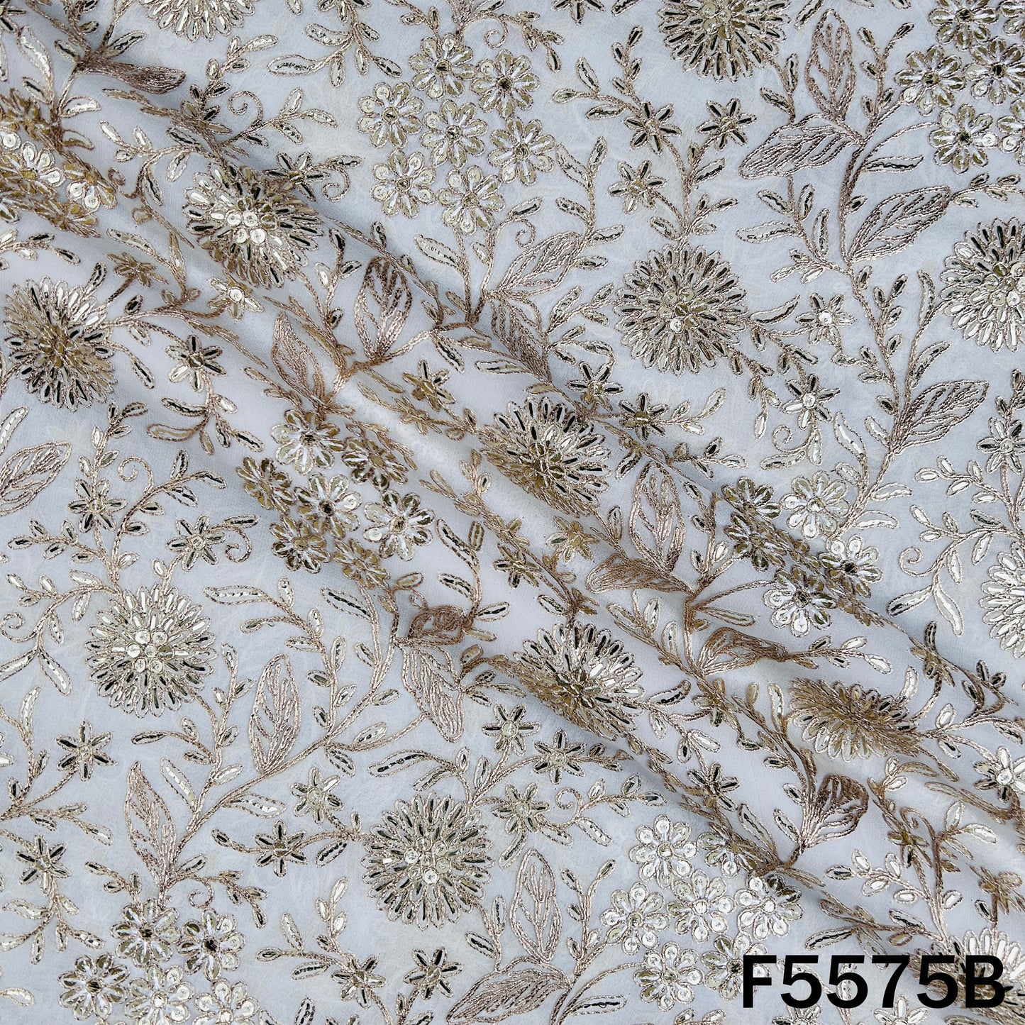 Zari Sequins Emberoidered Georgette Fabric - F5575