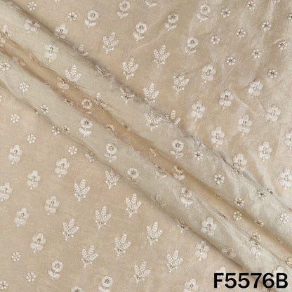 Thread Sequins Embroidered Dola Silk Fabric - F5576