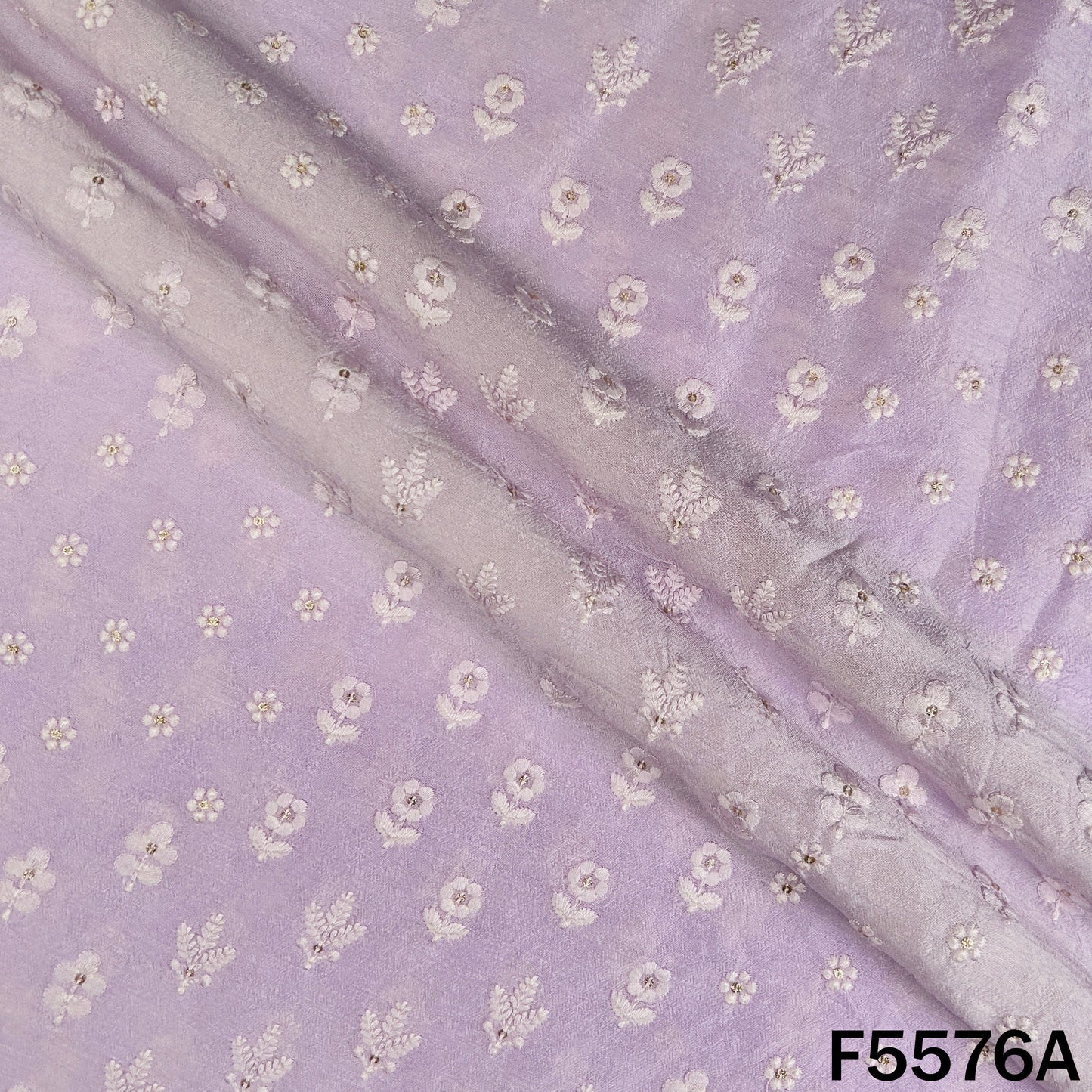 Thread Sequins Embroidered Dola Silk Fabric - F5576