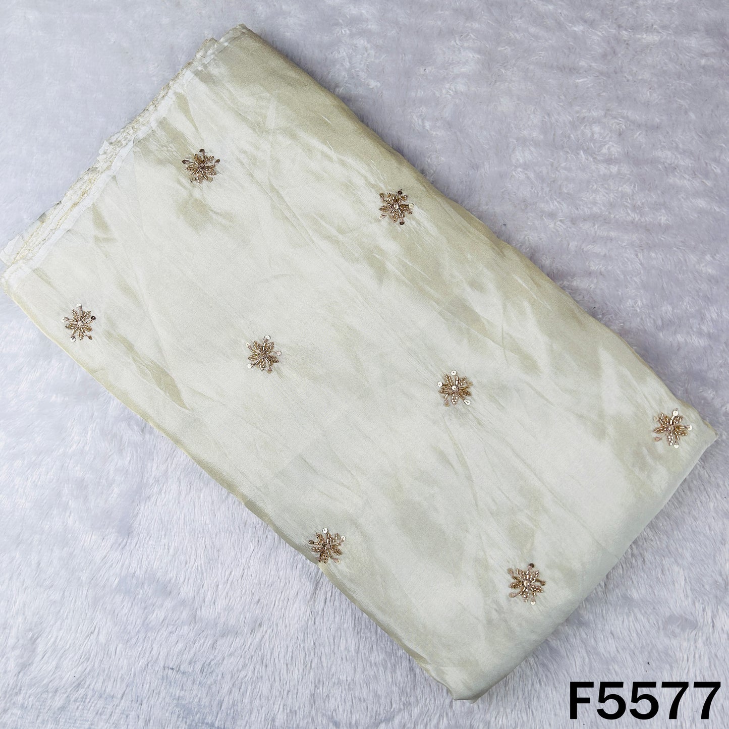 Dyeable Cut Dana Sequins Thread Work Shimmer Tissue Fabric - F5577