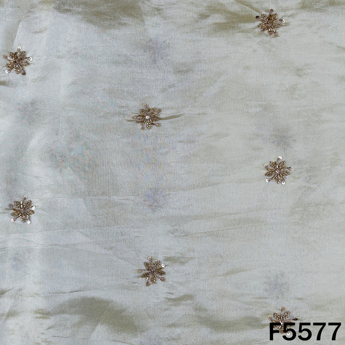 Dyeable Cut Dana Sequins Thread Work Shimmer Tissue Fabric - F5577