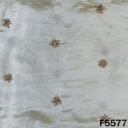 Dyeable Cut Dana Sequins Thread Work Shimmer Tissue Fabric - F5577