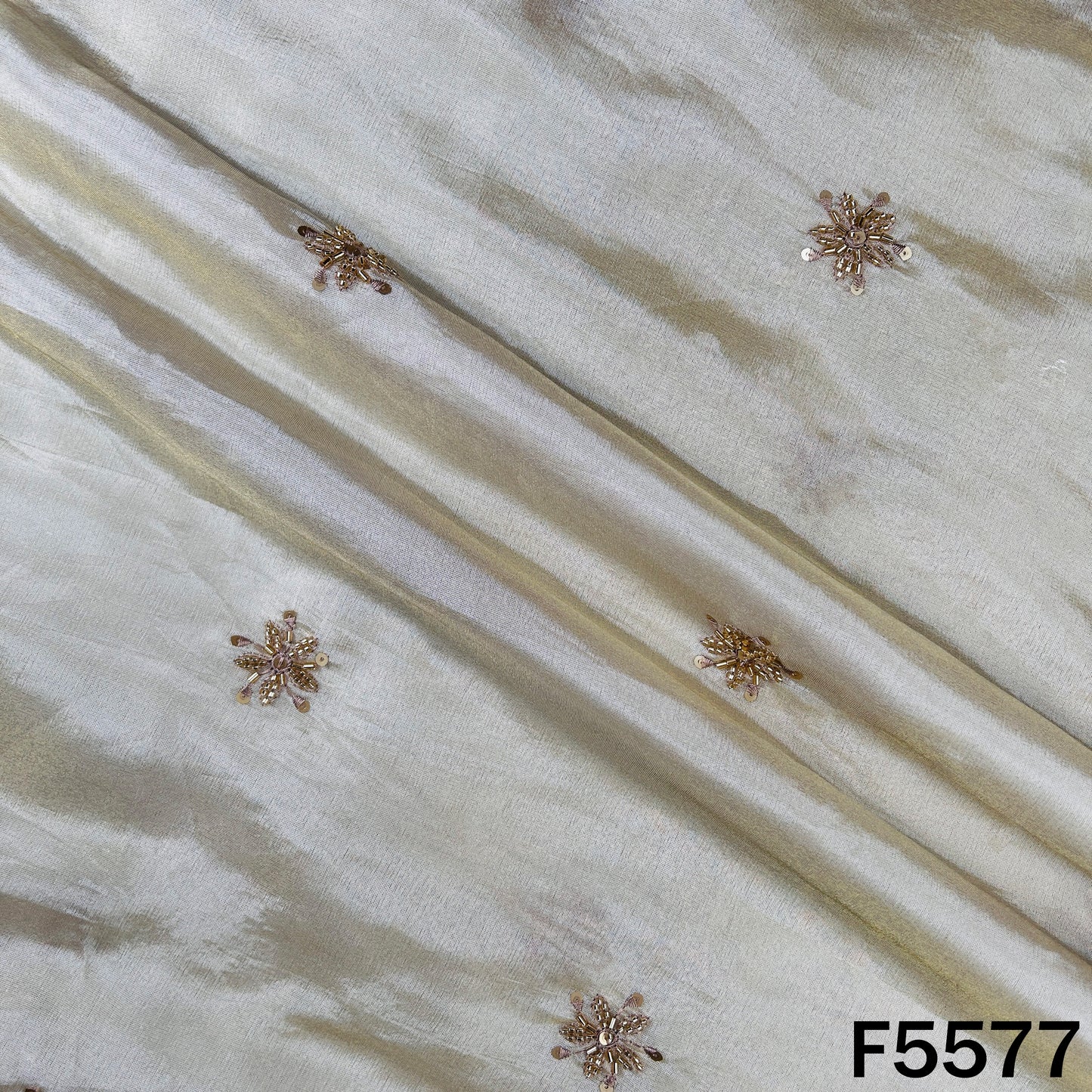 Dyeable Cut Dana Sequins Thread Work Shimmer Tissue Fabric - F5577