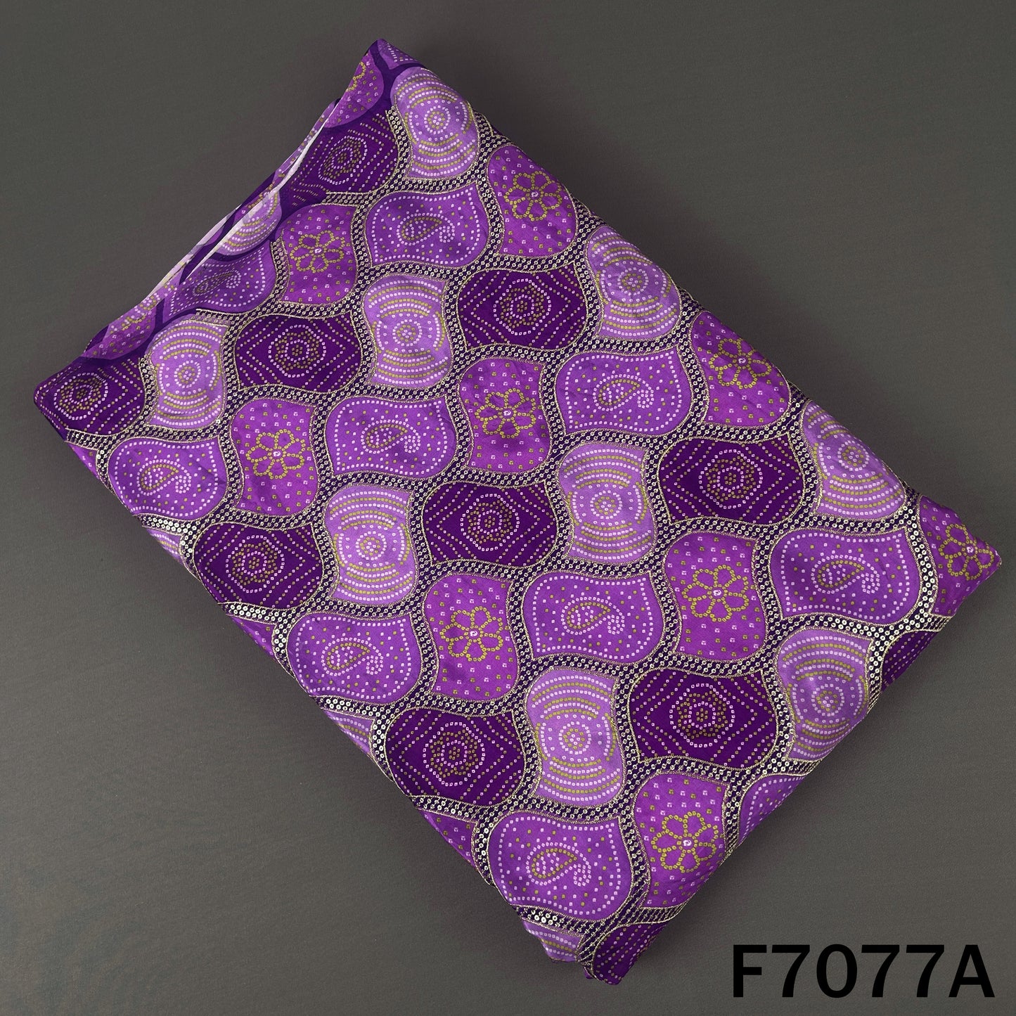 Bandhani Print Zari Sequins Crepe Fabric - F7077