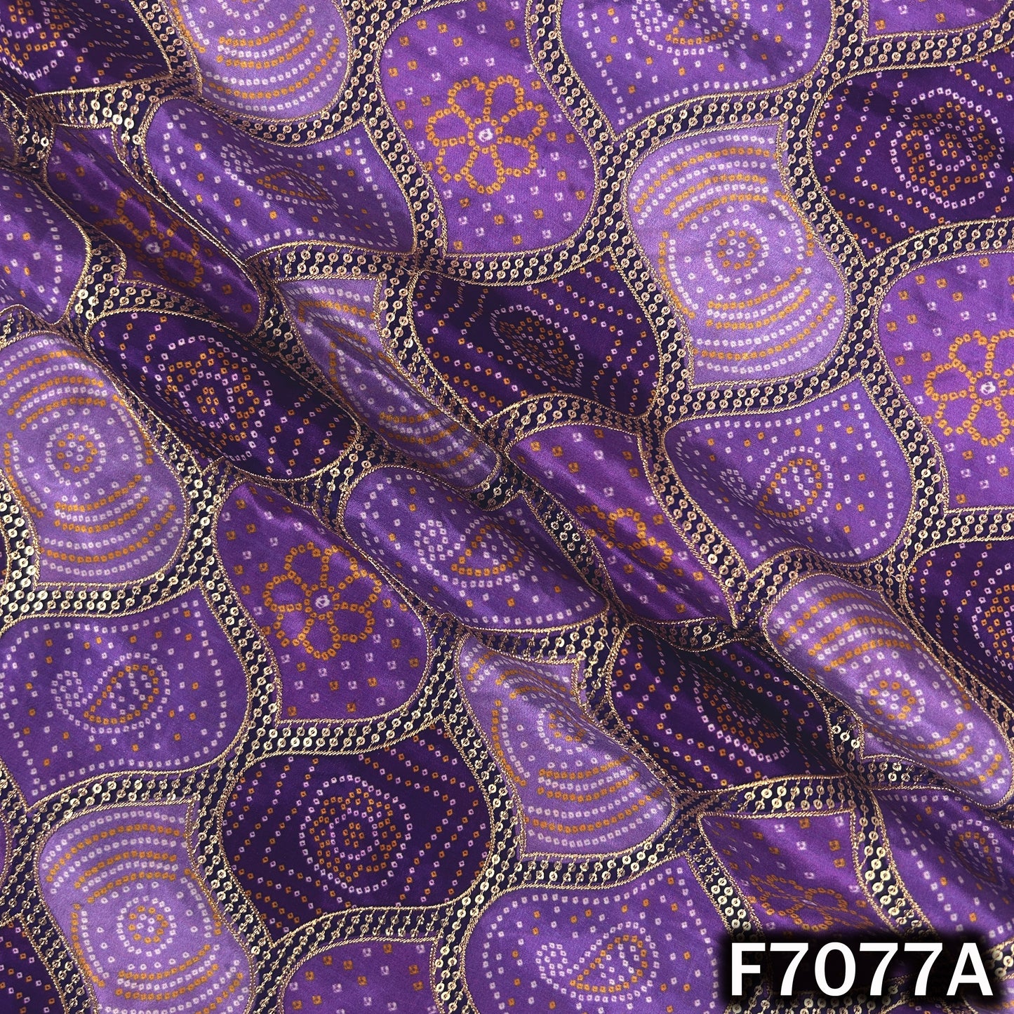 Bandhani Print Zari Sequins Crepe Fabric - F7077