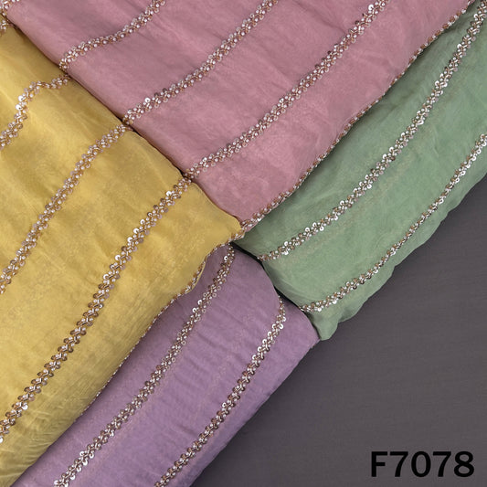 Cut Dana Sequins Pearl Work Organza Fabric - F7078