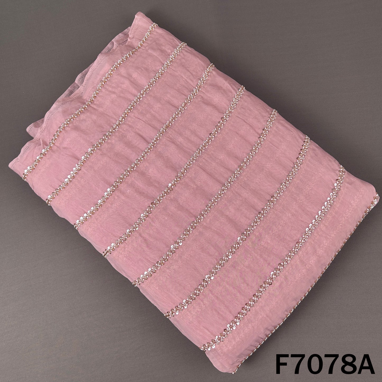Cut Dana Sequins Pearl Work Organza Fabric - F7078