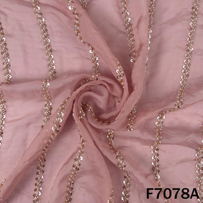 Cut Dana Sequins Pearl Work Organza Fabric - F7078