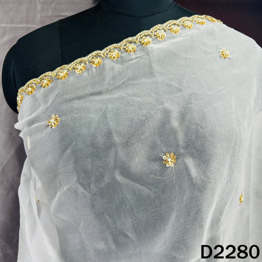 Dyeable Cut Dana Zari Sequins Work Organza Dupatta - D2280
