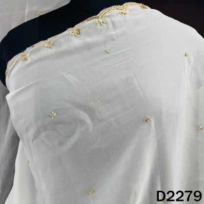 Dyeable Cut Dana Zari Sequins Work Organza Dupatta - D2279