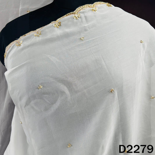 Dyeable Cut Dana Zari Sequins Work Organza Dupatta - D2279