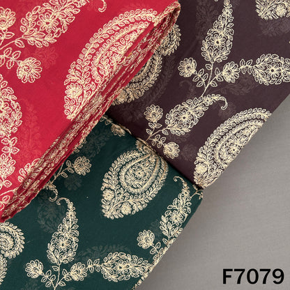 Thread Embroidered 2*2 Rubia Cotton Fabric - F7079