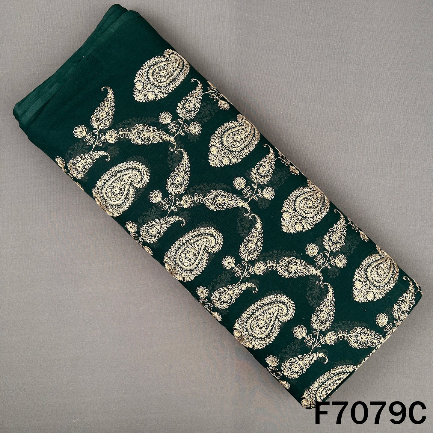 Thread Embroidered 2*2 Rubia Cotton Fabric - F7079