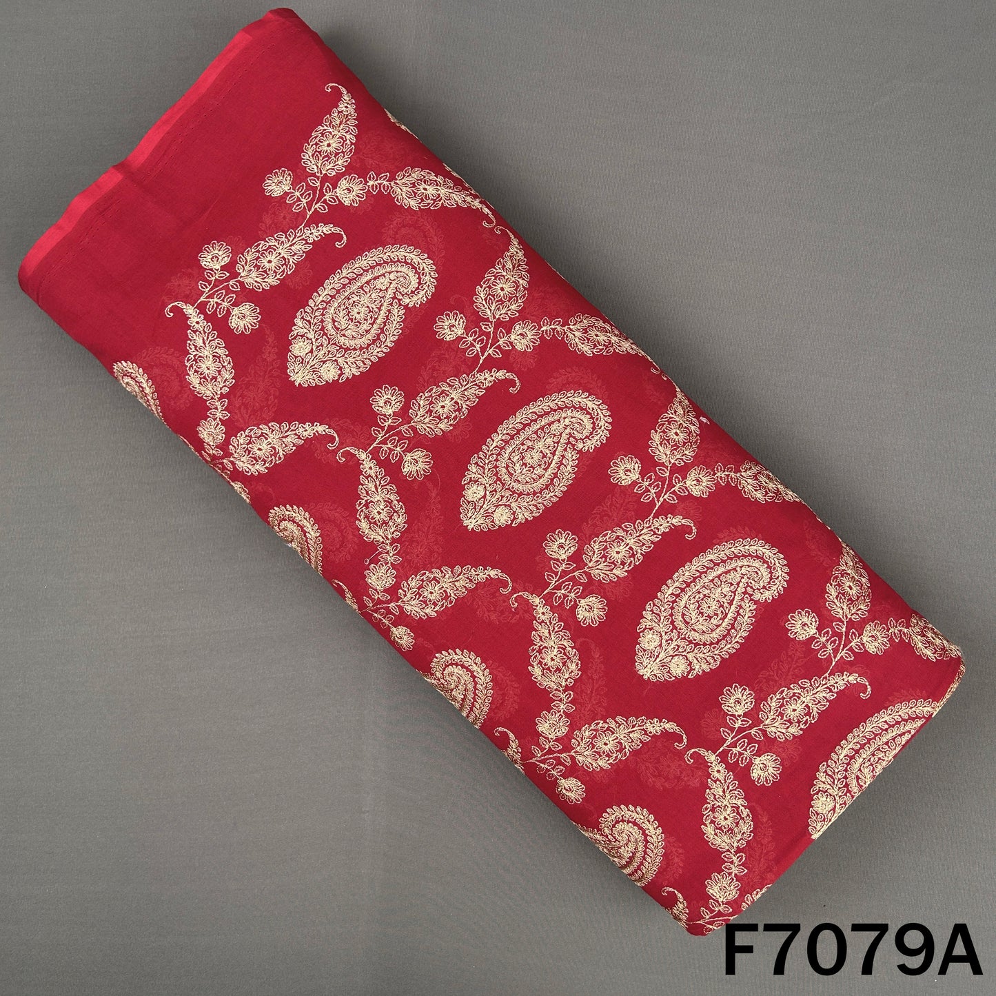 Thread Embroidered 2*2 Rubia Cotton Fabric - F7079