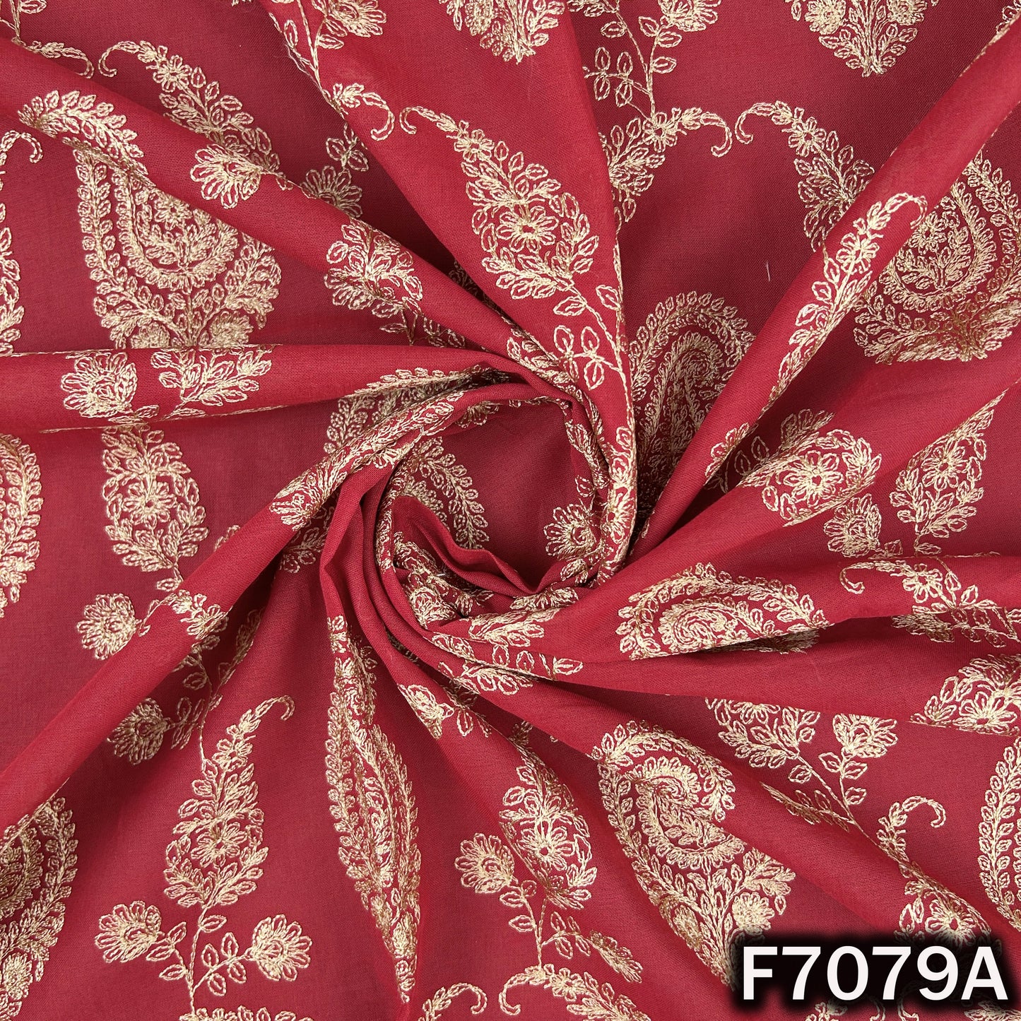Thread Embroidered 2*2 Rubia Cotton Fabric - F7079