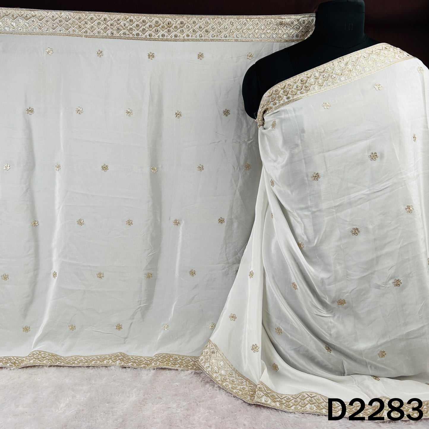 Dyeable Zari Sequins Work Crepe Dupatta - D2283