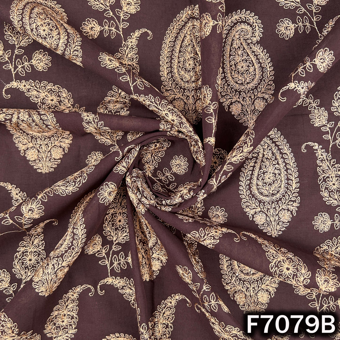 Thread Embroidered 2*2 Rubia Cotton Fabric - F7079