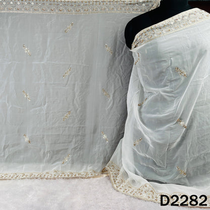 Dyeable Cut Dana Zari Sequins Work Organza Dupatta - D2282