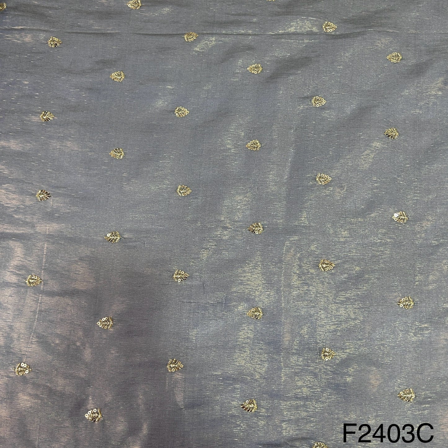 Zari Sequins Buti Shimmer Tissue Fabric-F2403