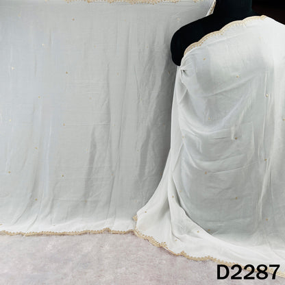 Dyeable Zari Sequins Work Chinnon Chiffon Dupatta - D2287