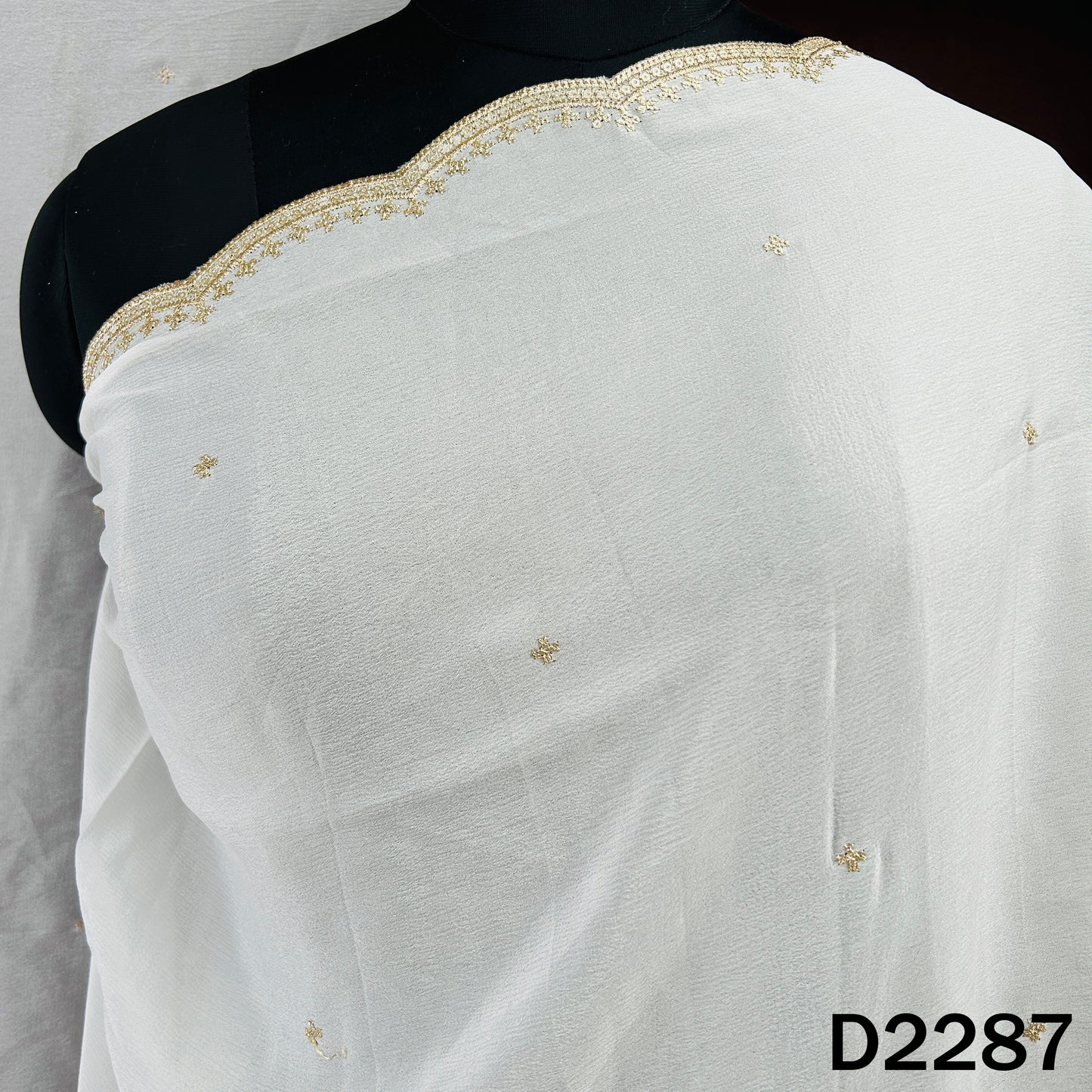 Dyeable Zari Sequins Work Chinnon Chiffon Dupatta - D2287