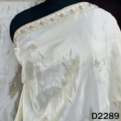 Dyeable Cut Dana Zari Sequins Work Shimmer Tissue Dupatta - D2289
