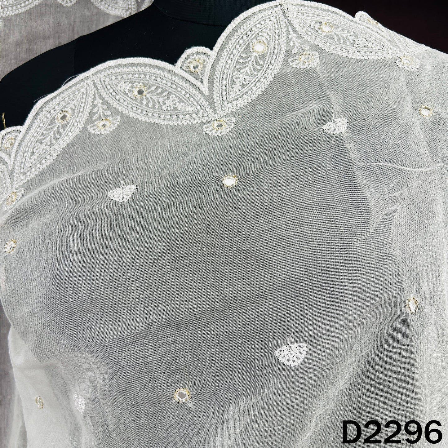 Dyeable Cut Dana Thread Faux Mirror Work Chanderi Silk Dupatta - D2296