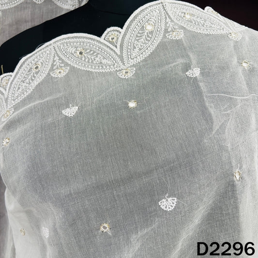 Dyeable Cut Dana Thread Faux Mirror Work Chanderi Silk Dupatta - D2296