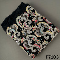 Cut Dana Thread Zari Sequins Embroidered Georgette Fabric - F7103