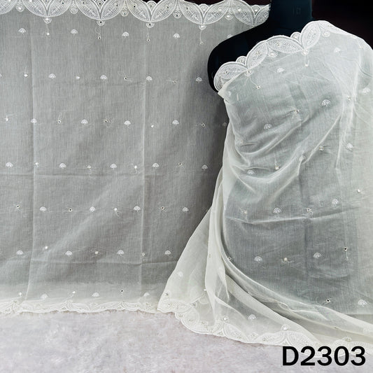 Dyeable Cut Dana Thread Faux Mirror Work Chanderi Silk Dupatta - D2303