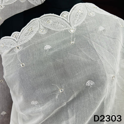 Dyeable Cut Dana Thread Faux Mirror Work Chanderi Silk Dupatta - D2303