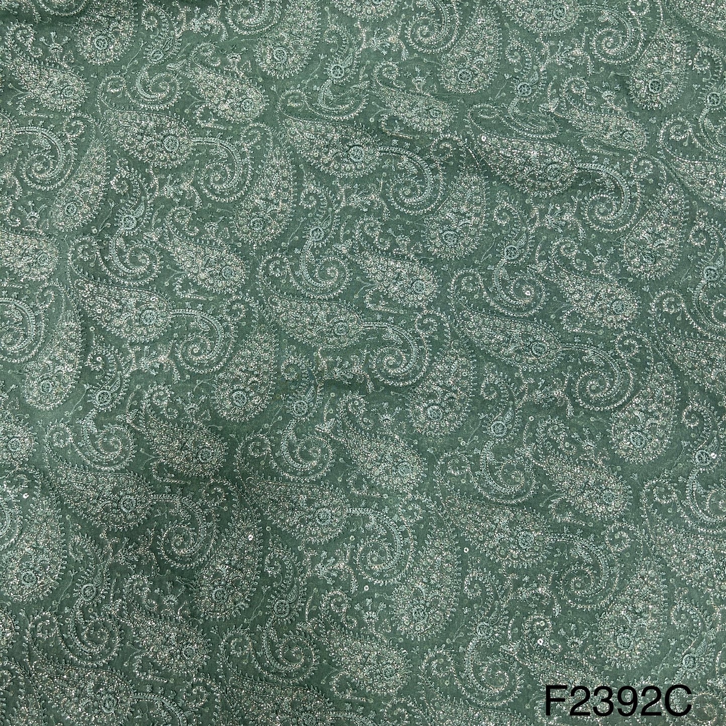 Thread Sequins Embroidered Georgette Fabric-F2392