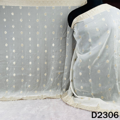 Dyeable Zari Work Organza Dupatta - D2306