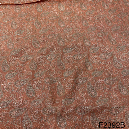 Thread Sequins Embroidered Georgette Fabric-F2392