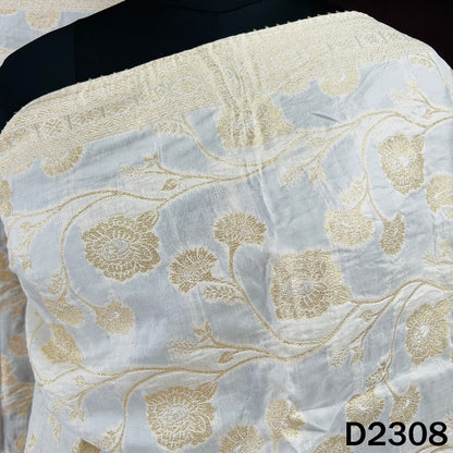 Dyeable Zari Work Dola Silk Dupatta - D2308