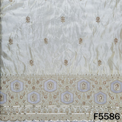 Dyeable Cut Dana Zari Sequins Embroidered Shimmer Tissue Fabric - F5586