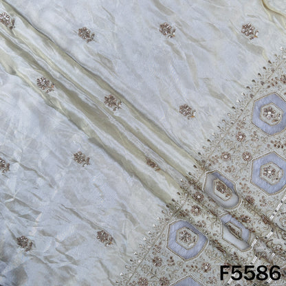 Dyeable Cut Dana Zari Sequins Embroidered Shimmer Tissue Fabric - F5586