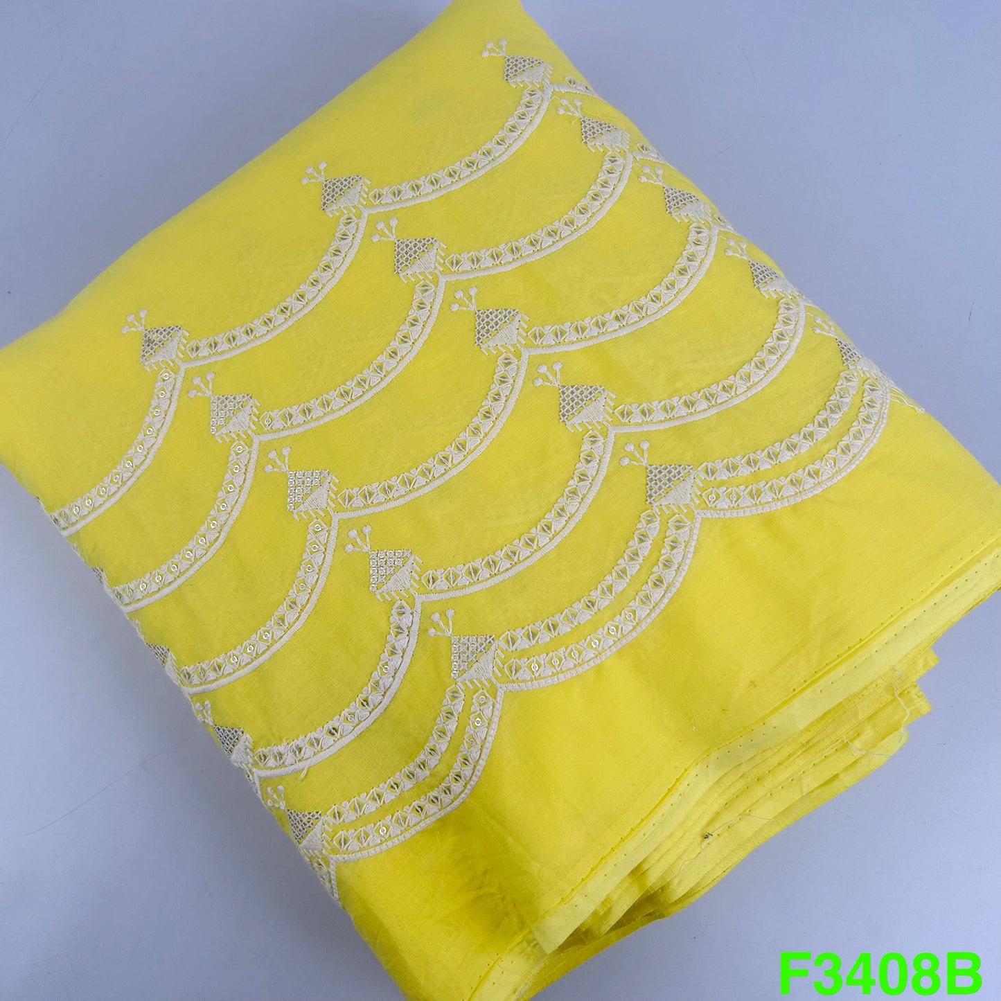Thread Sequins Embroidered Cotton Fabric-F3408